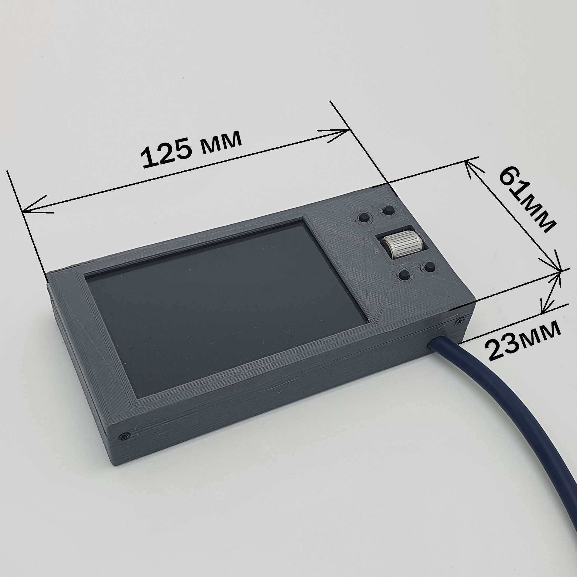 Габаритные размеры пульта AudioBerry WRUX 125 x 60 x 23 mm